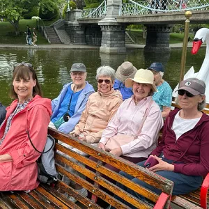 Swan Boats in the spring in Boston Public Garden. Our residents enjoyed a perfect Boston day!
